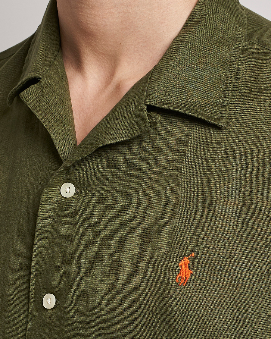 Mies | Kauluspaidat | Polo Ralph Lauren | Linen Camp Collar Short Sleeve Shirt Dark Sage