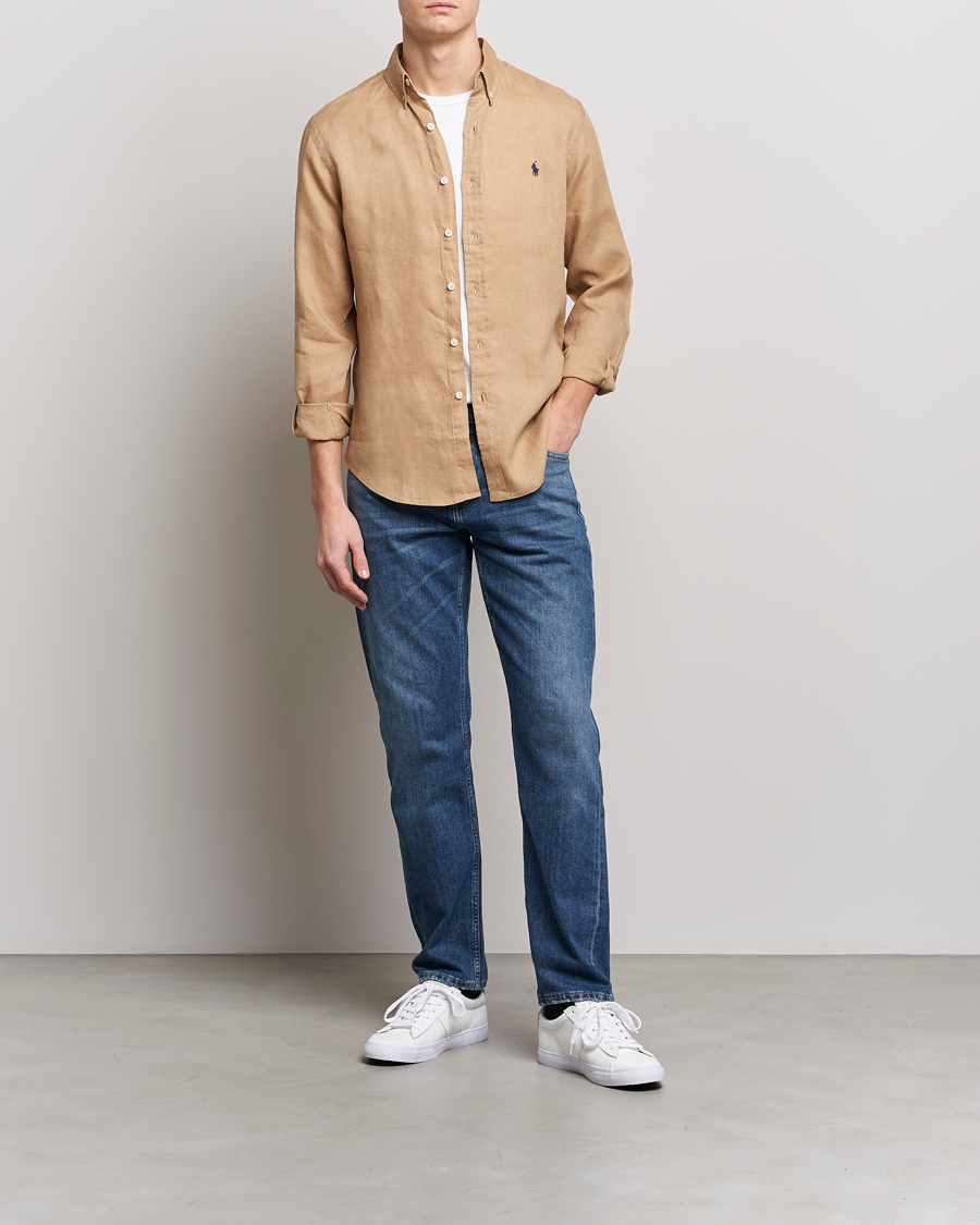 Mies | Kauluspaidat | Polo Ralph Lauren | Slim Fit Linen Button Down Shirt Vintage Khaki