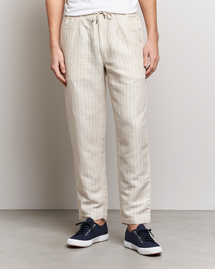 Mies | Kurenauhahousut | Polo Ralph Lauren | Prepster Linen/Tencel Pinstripe Trousers Andover Cream