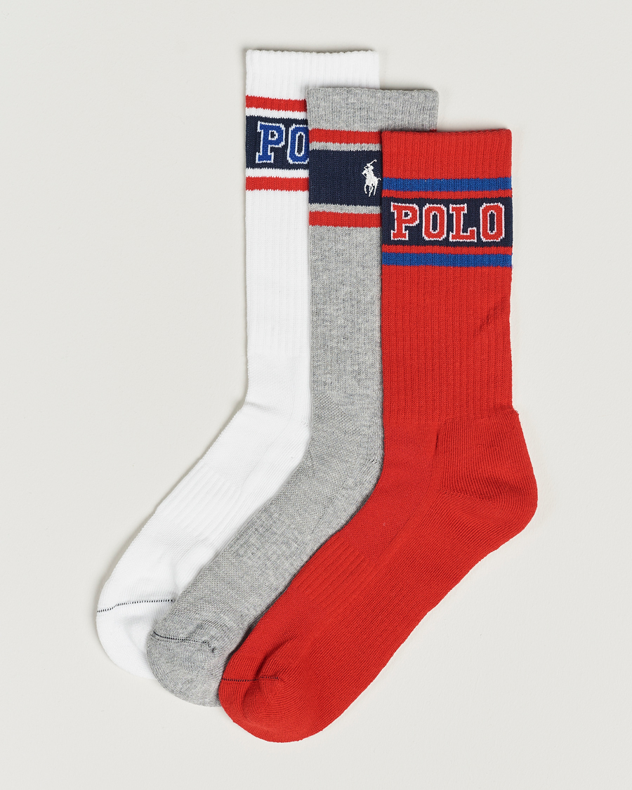 Mies | Alusvaatteet | Polo Ralph Lauren | Varsity 3-Pack Sock Red/Grey/White