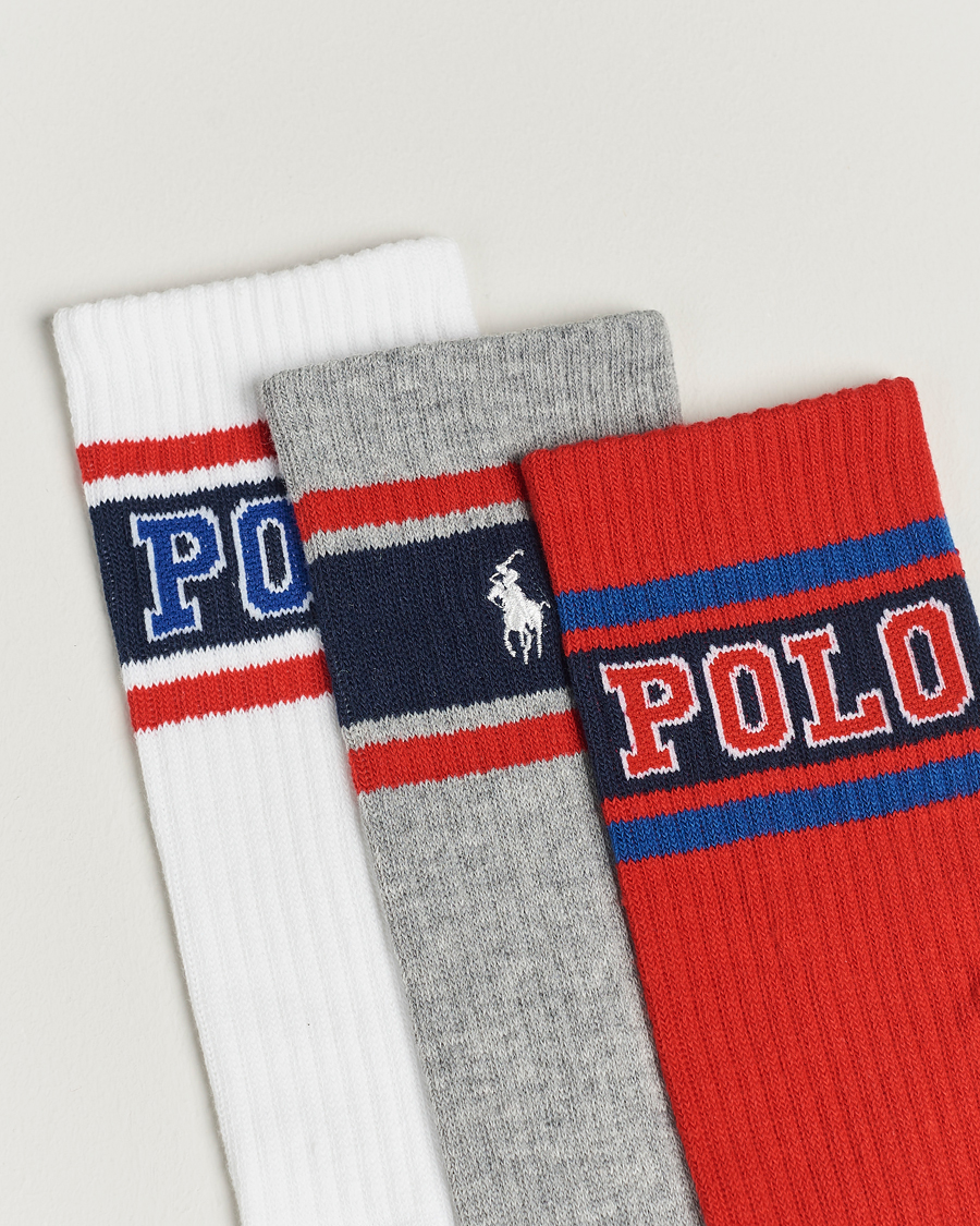 Mies | Alusvaatteet | Polo Ralph Lauren | Varsity 3-Pack Sock Red/Grey/White