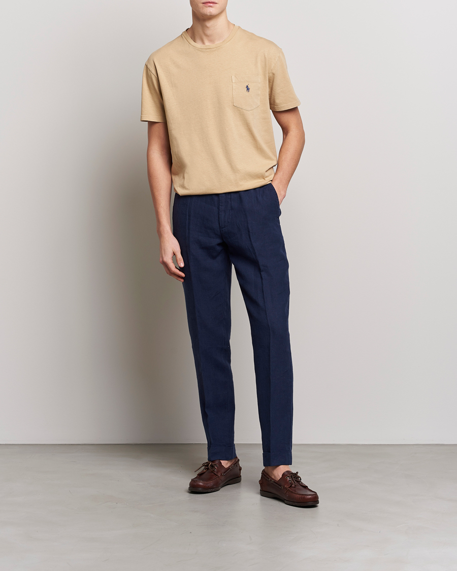 Mies | T-paidat | Polo Ralph Lauren | Cotton/Linen Crew Neck T-Shirt Vintage Khaki