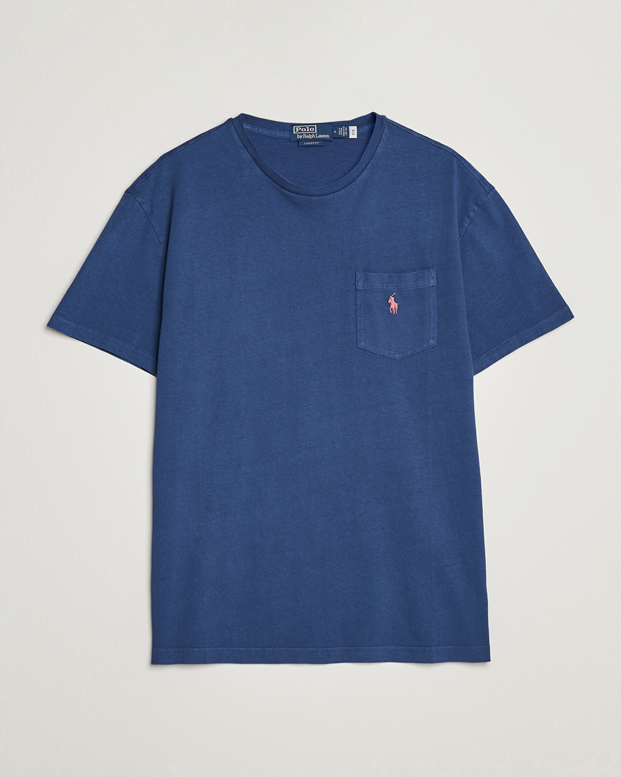 Mies | T-paidat | Polo Ralph Lauren | Cotton/Linen Crew Neck T-Shirt Light Navy