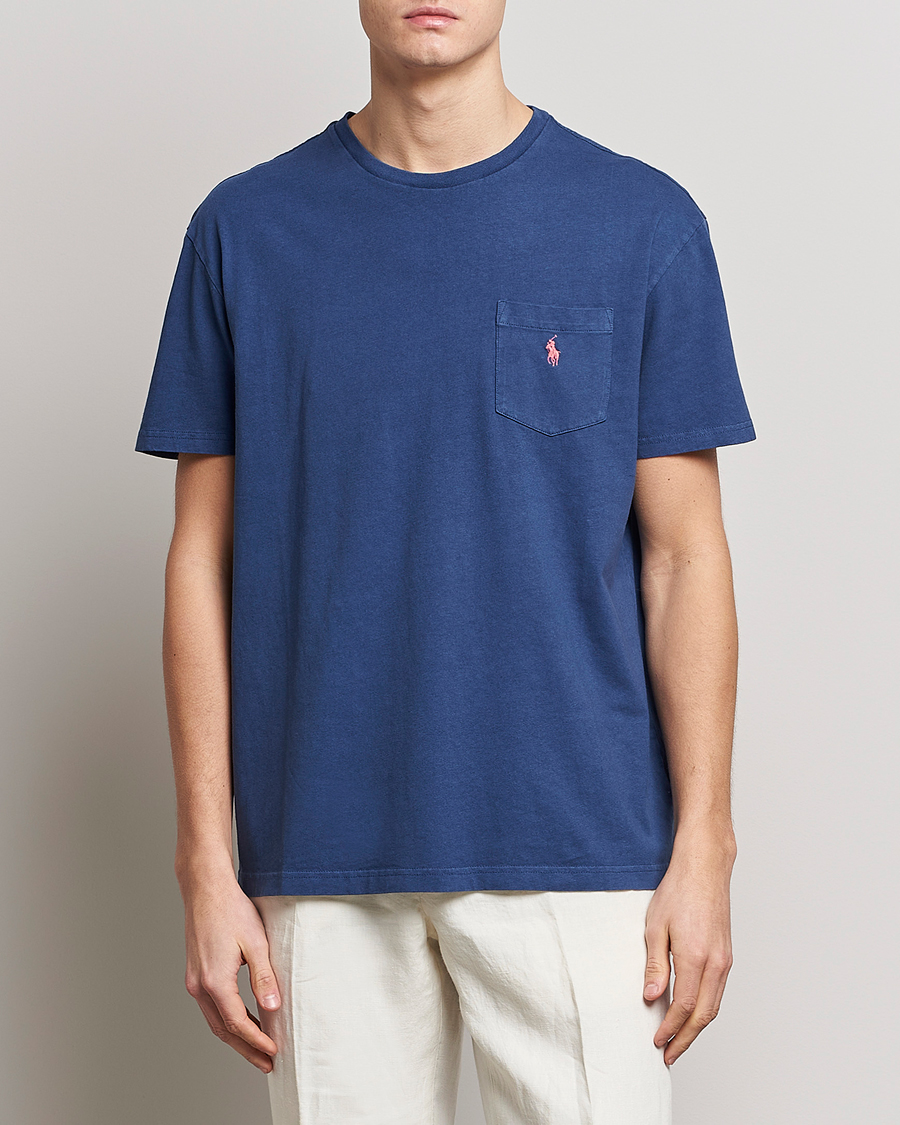 Mies |  | Polo Ralph Lauren | Cotton/Linen Crew Neck T-Shirt Light Navy