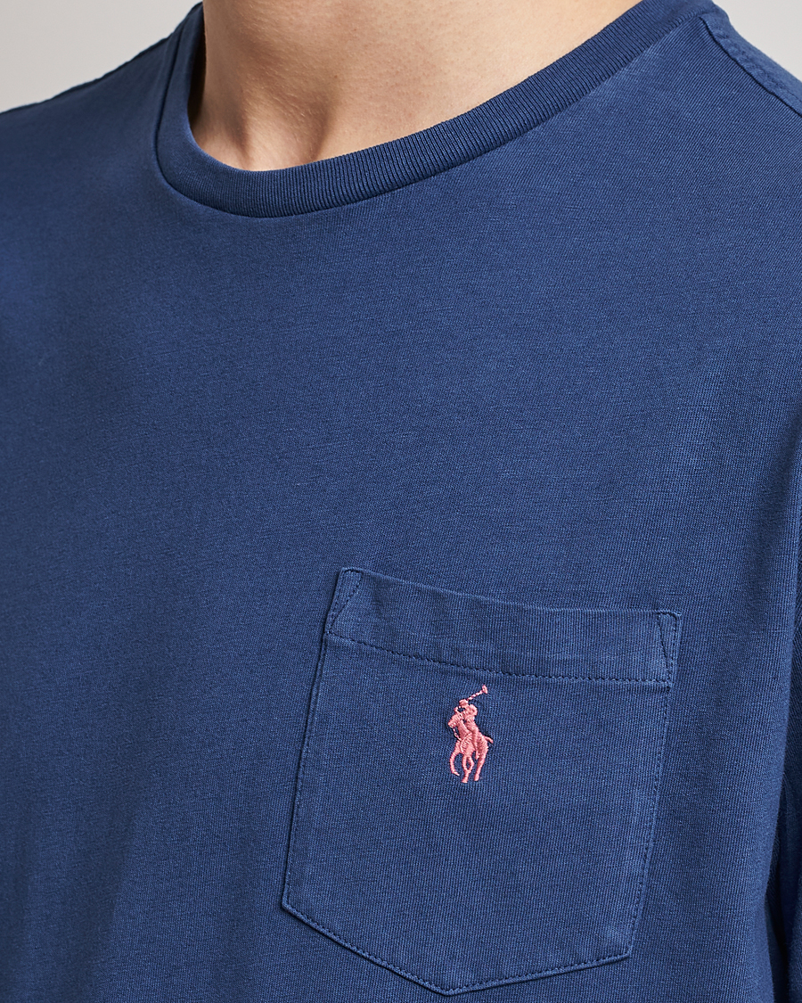 Mies | T-paidat | Polo Ralph Lauren | Cotton/Linen Crew Neck T-Shirt Light Navy