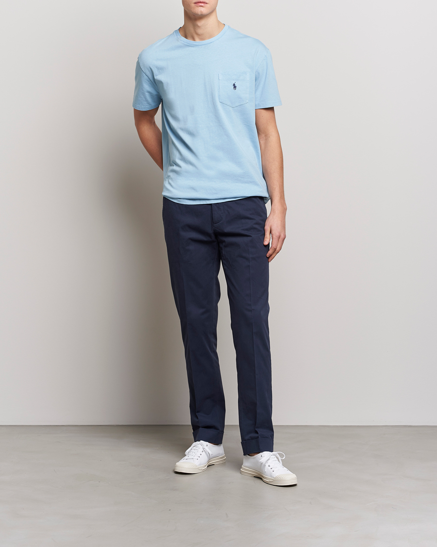 Mies | T-paidat | Polo Ralph Lauren | Cotton/Linen Crew Neck T-Shirt Powder Blue