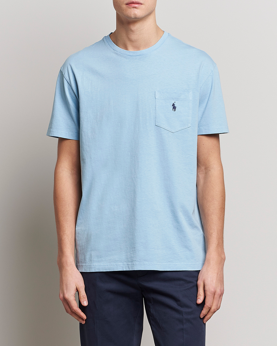 Mies |  | Polo Ralph Lauren | Cotton/Linen Crew Neck T-Shirt Powder Blue