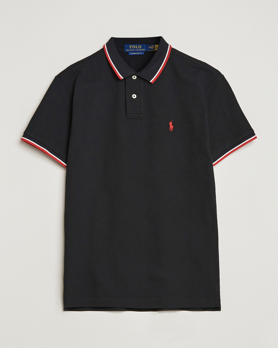 Mies | Pikeet | Polo Ralph Lauren | Custom Slim Fit Tipped Polo Black