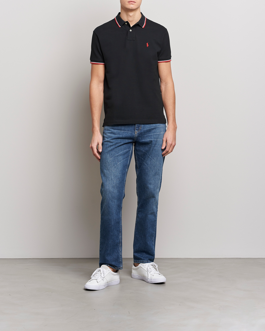 Mies | Pikeet | Polo Ralph Lauren | Custom Slim Fit Tipped Polo Black