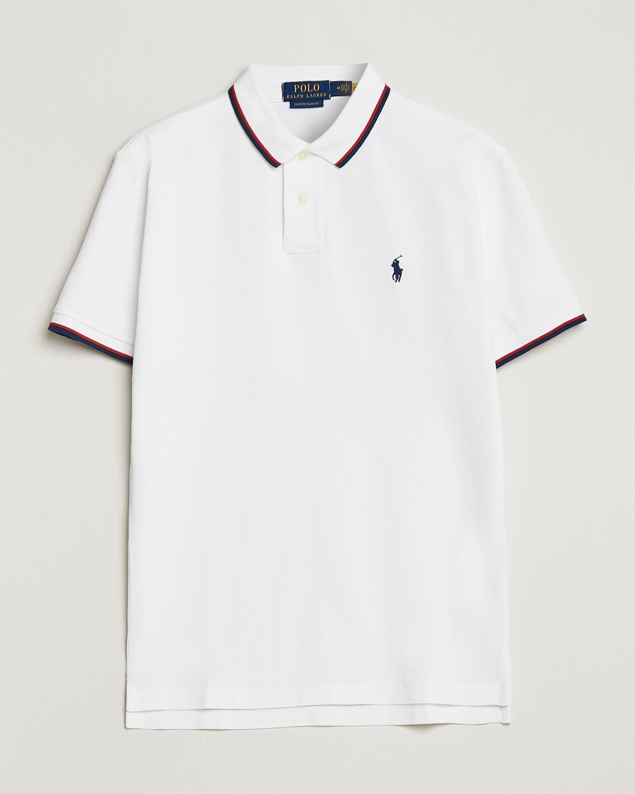 Mies | Pikeet | Polo Ralph Lauren | Custom Slim Fit Tipped Polo White