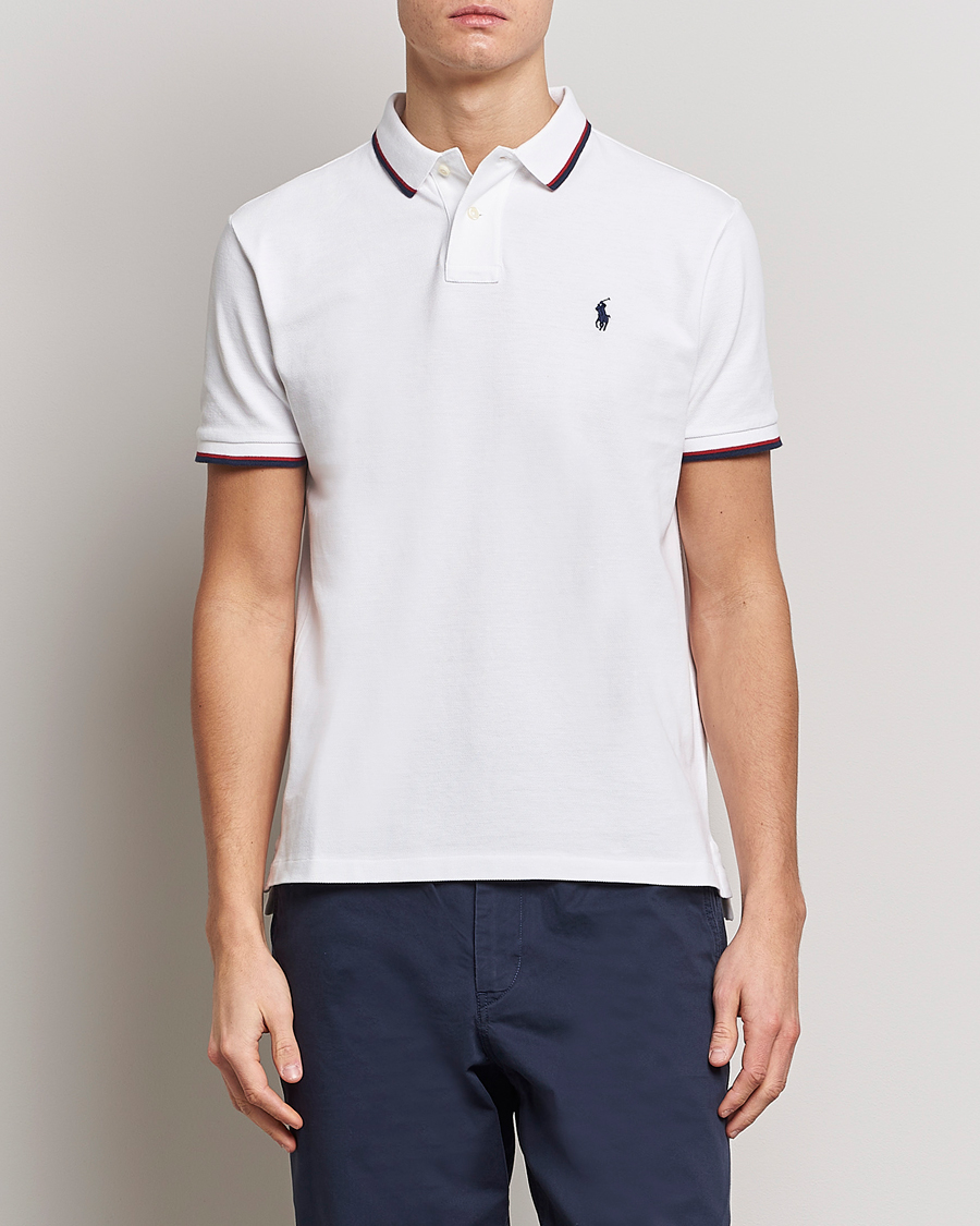 Mies | Pikeet | Polo Ralph Lauren | Custom Slim Fit Tipped Polo White