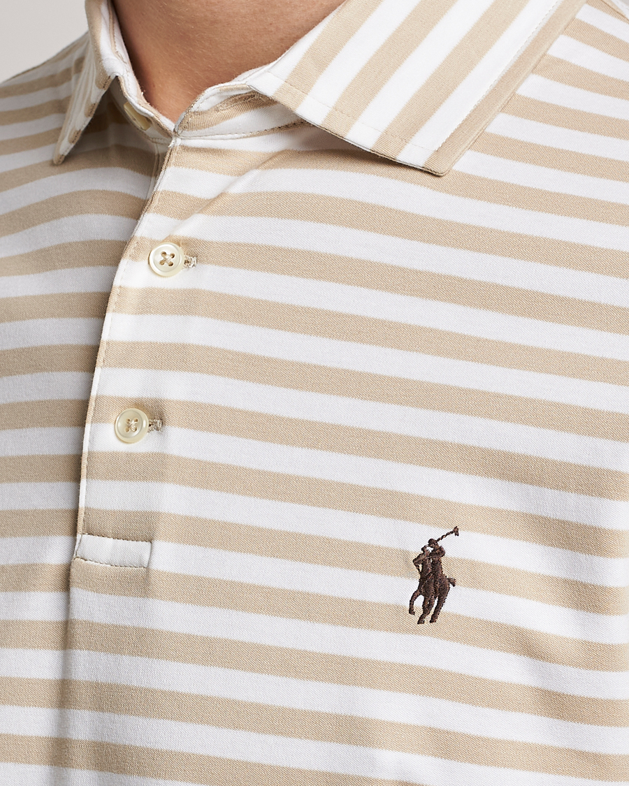 Mies | Pikeet | Polo Ralph Lauren | Luxury Pima Cotton Striped Polo Beige/White