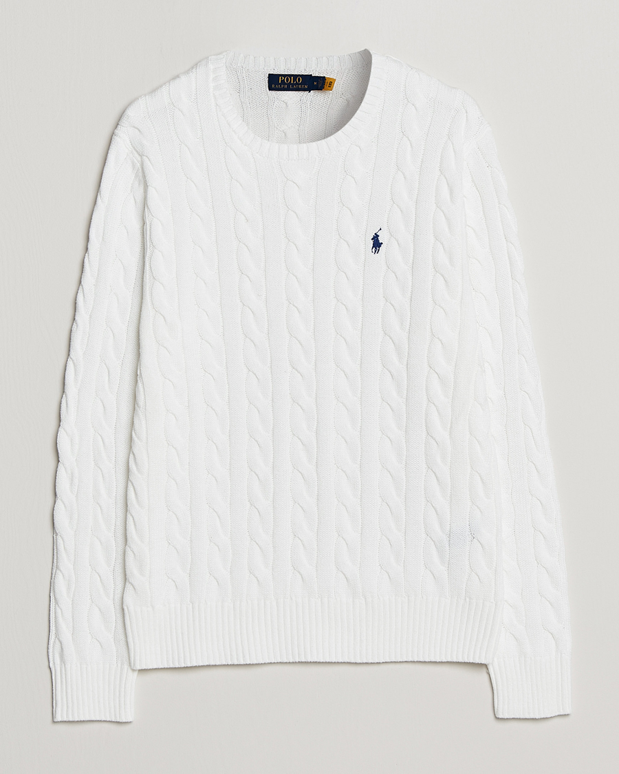 Mies | Puserot | Polo Ralph Lauren | Cotton Cable Pullover White
