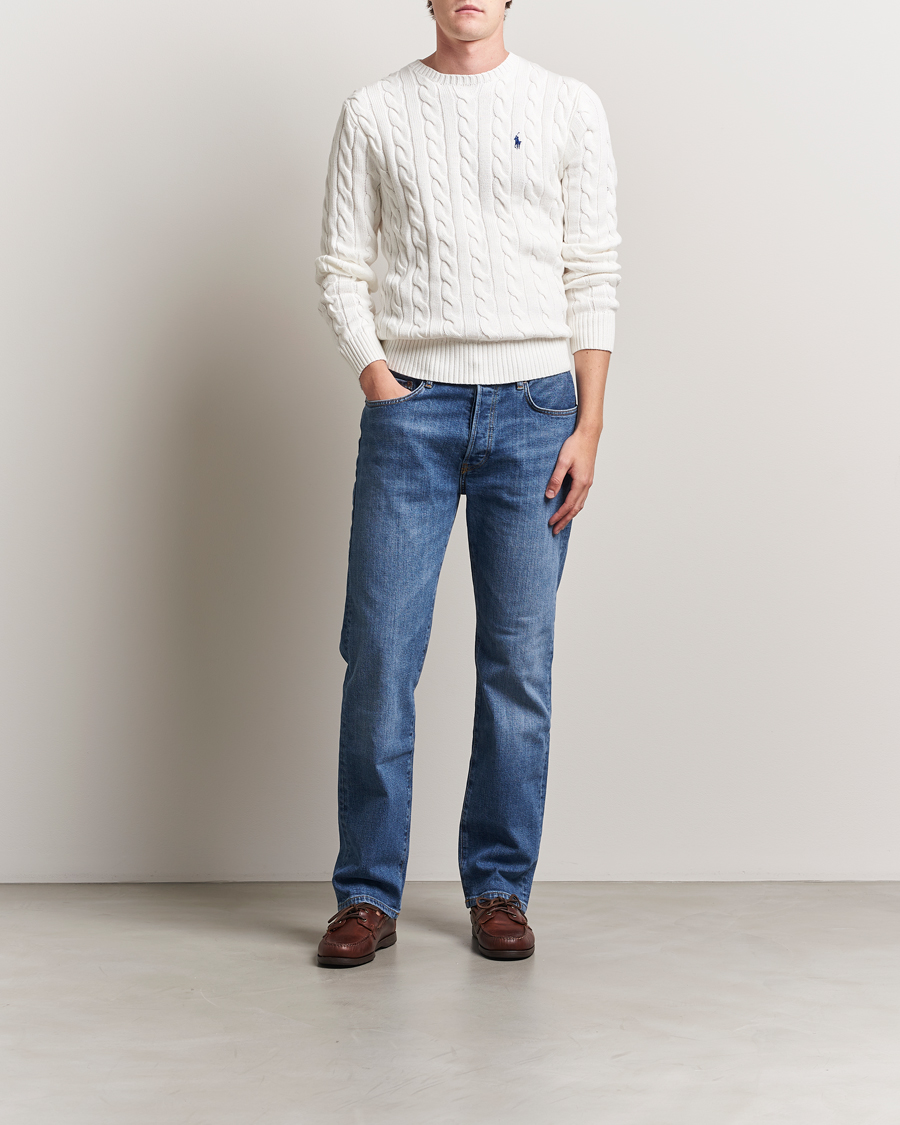 Mies | Puserot | Polo Ralph Lauren | Cotton Cable Pullover White