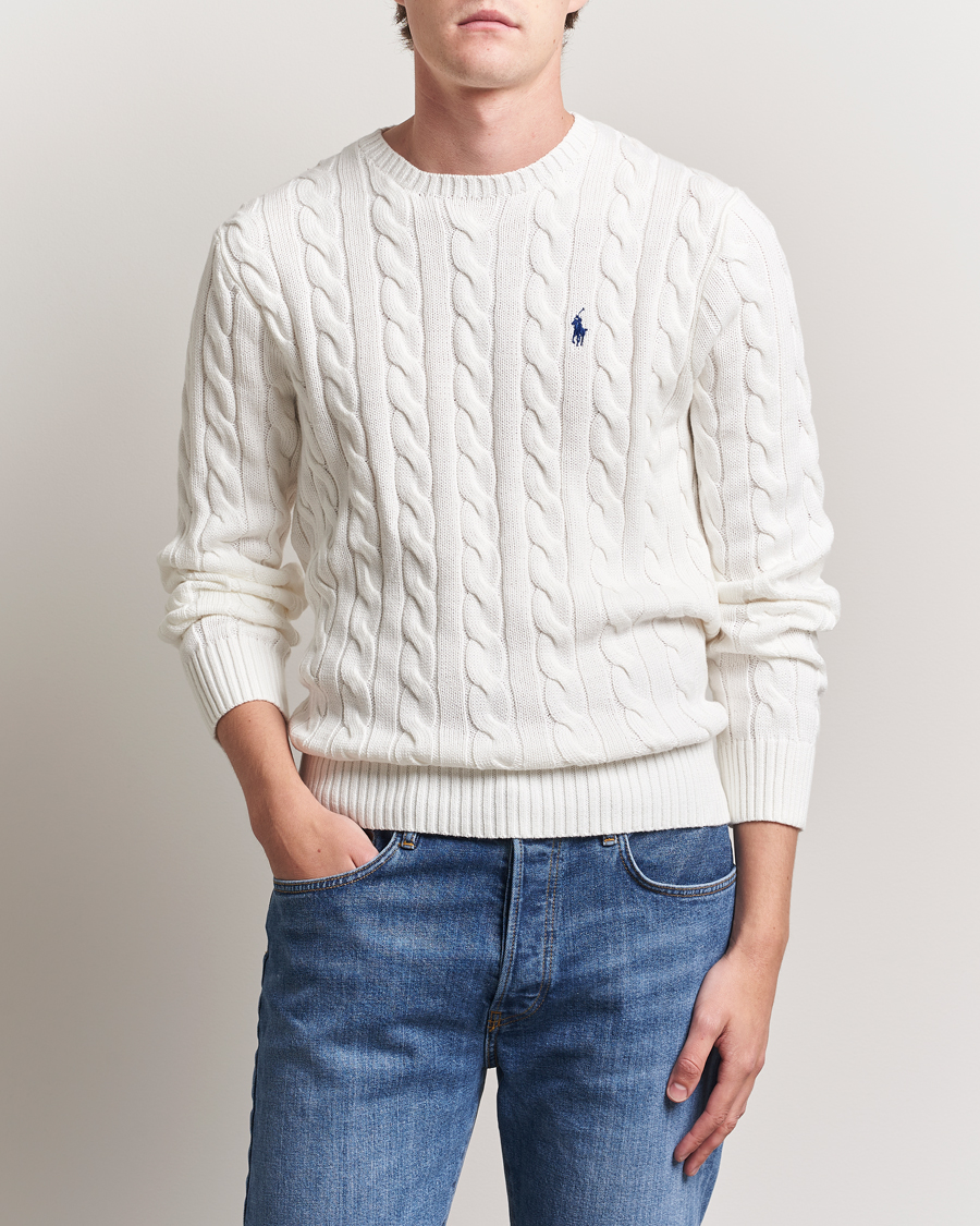 Mies | Puserot | Polo Ralph Lauren | Cotton Cable Pullover White