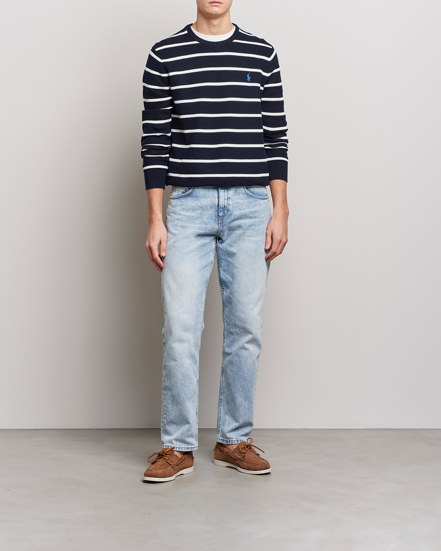 Mies | Puserot | Polo Ralph Lauren | Textured Striped Crew Neck Sweater Navy/White