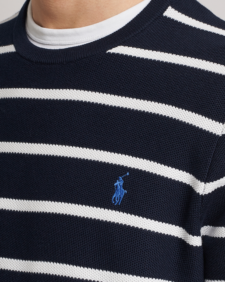 Mies | Puserot | Polo Ralph Lauren | Textured Striped Crew Neck Sweater Navy/White