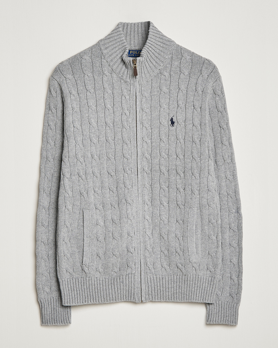 Mies | Puserot | Polo Ralph Lauren | Cotton Cable Full Zip Fawn Grey Heather
