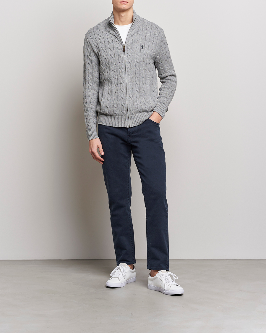 Mies | Puserot | Polo Ralph Lauren | Cotton Cable Full Zip Fawn Grey Heather