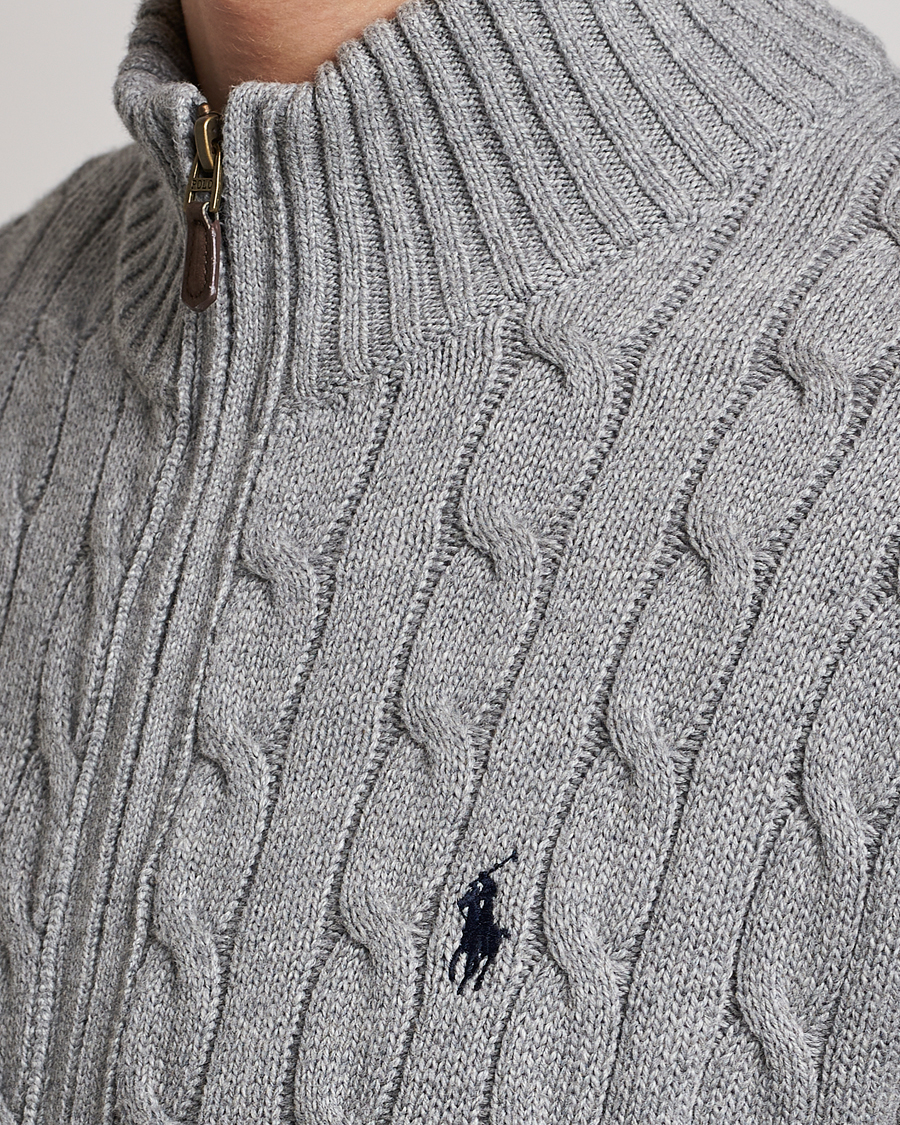 Mies | Puserot | Polo Ralph Lauren | Cotton Cable Full Zip Fawn Grey Heather