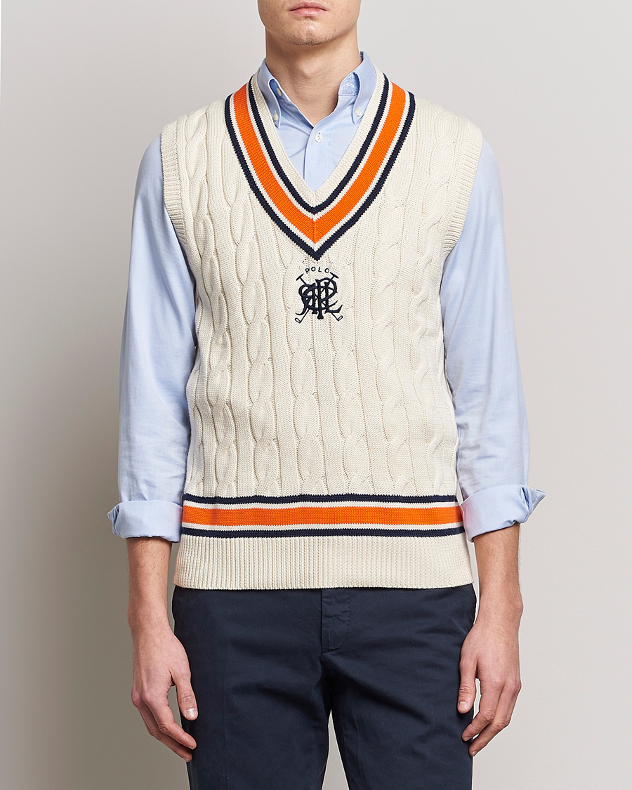 Mies | Neuleliivit | Polo Ralph Lauren | Cricket V-Neck Knitted Vest Cream Multi
