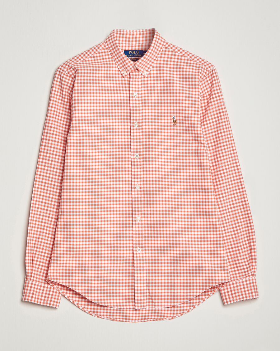 Mies | Kauluspaidat | Polo Ralph Lauren | Slim Fit Oxford Checked Shirt Orange/White