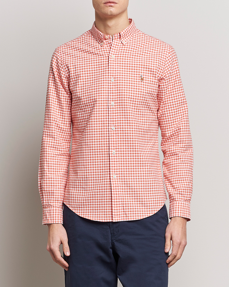 Mies | Kauluspaidat | Polo Ralph Lauren | Slim Fit Oxford Checked Shirt Orange/White