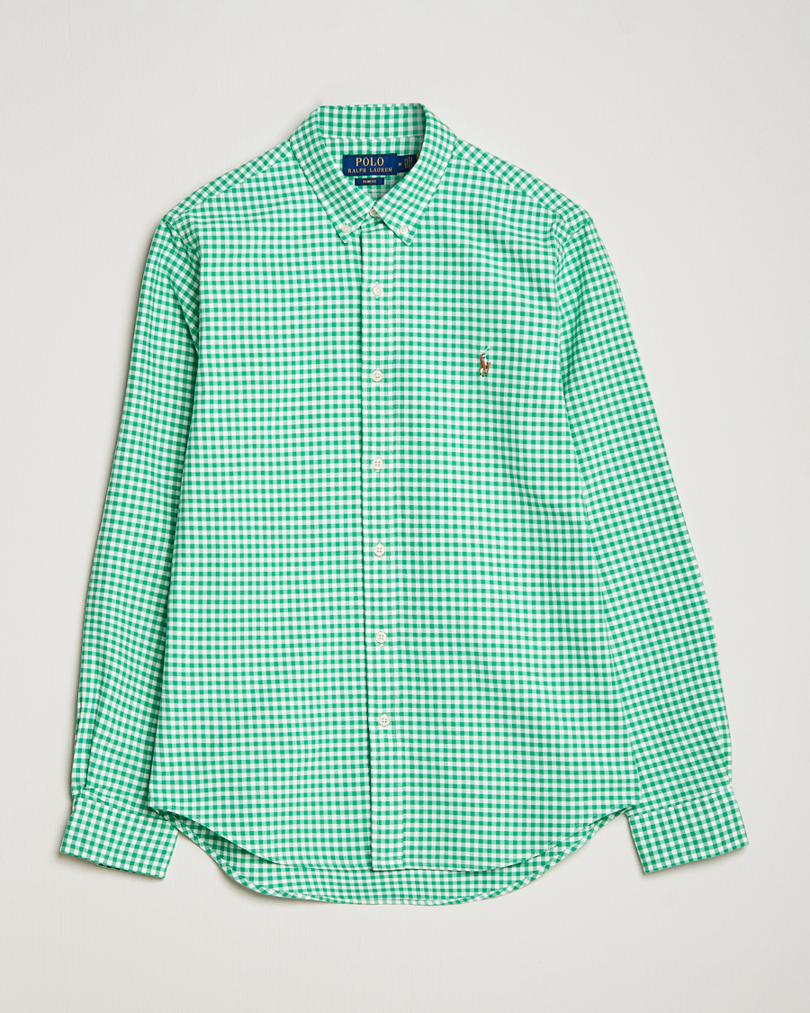 Mies | Kauluspaidat | Polo Ralph Lauren | Slim Fit Oxford Checked Shirt Emerald/White