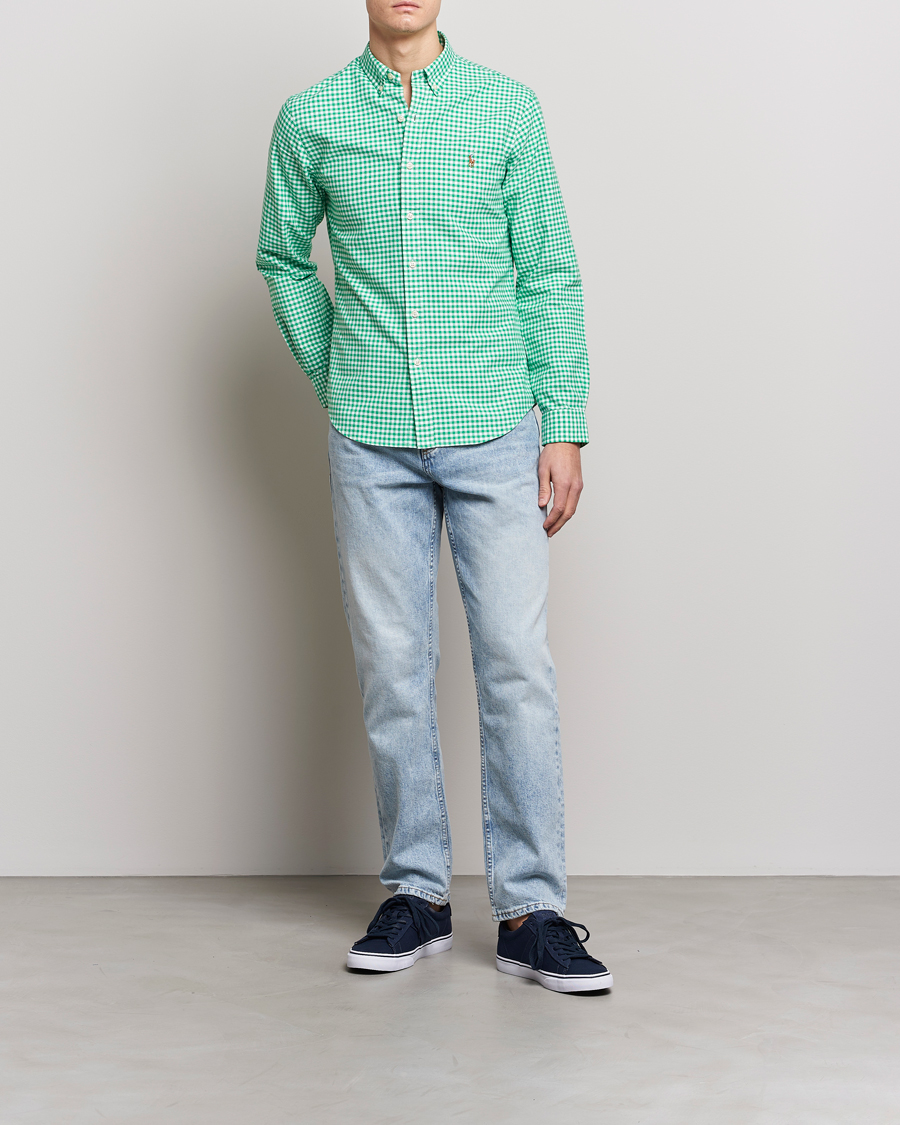 Mies | Kauluspaidat | Polo Ralph Lauren | Slim Fit Oxford Checked Shirt Emerald/White
