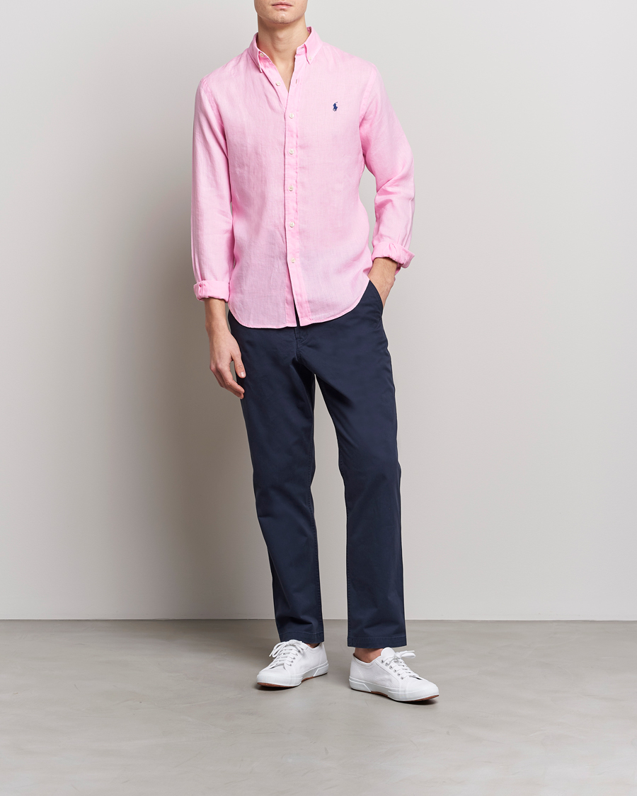 Mies | Kauluspaidat | Polo Ralph Lauren | Slim Fit Linen Button Down Shirt Carmel Pink