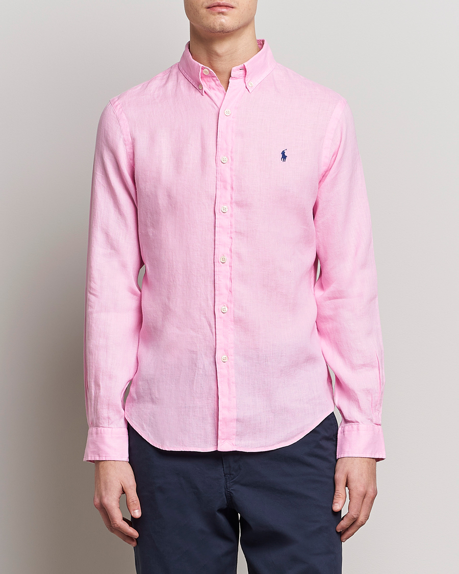 Mies |  | Polo Ralph Lauren | Slim Fit Linen Button Down Shirt Carmel Pink