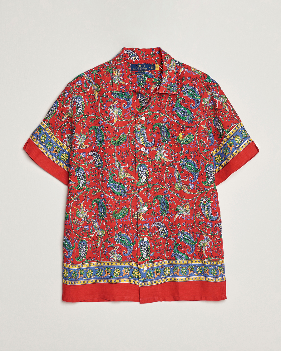 Mies | Kauluspaidat | Polo Ralph Lauren | Linen Printed Camp Collar Shirt Red Multi