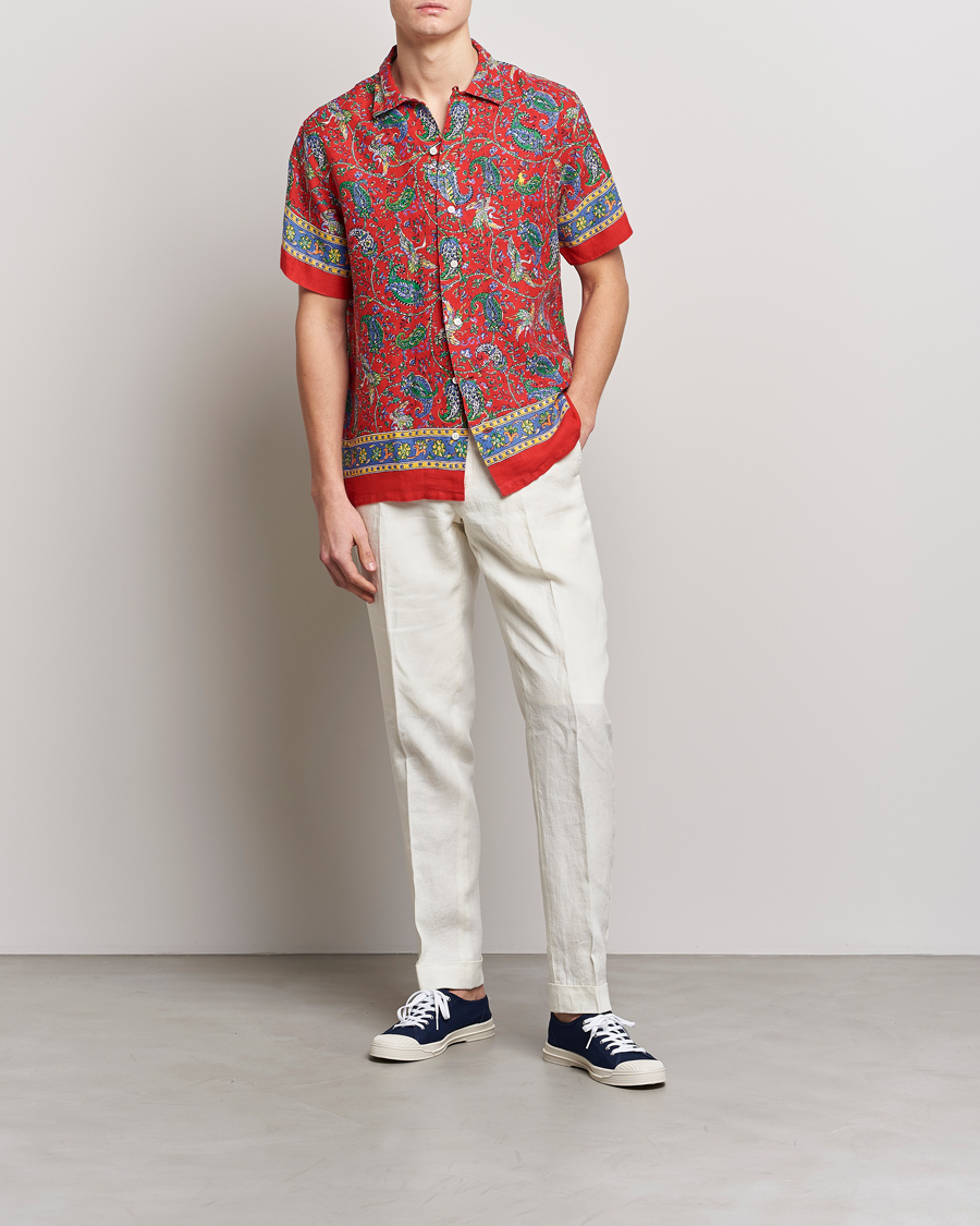 Mies | Kauluspaidat | Polo Ralph Lauren | Linen Printed Camp Collar Shirt Red Multi