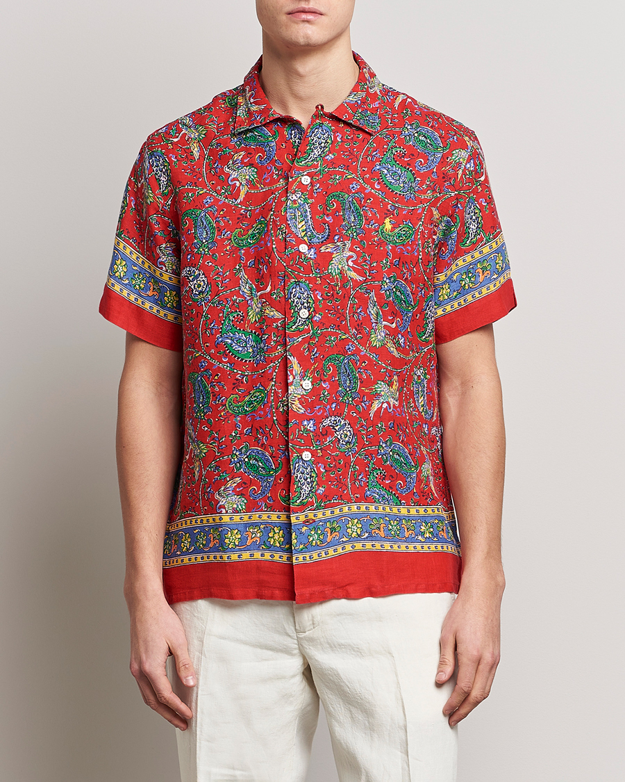 Mies | Kauluspaidat | Polo Ralph Lauren | Linen Printed Camp Collar Shirt Red Multi