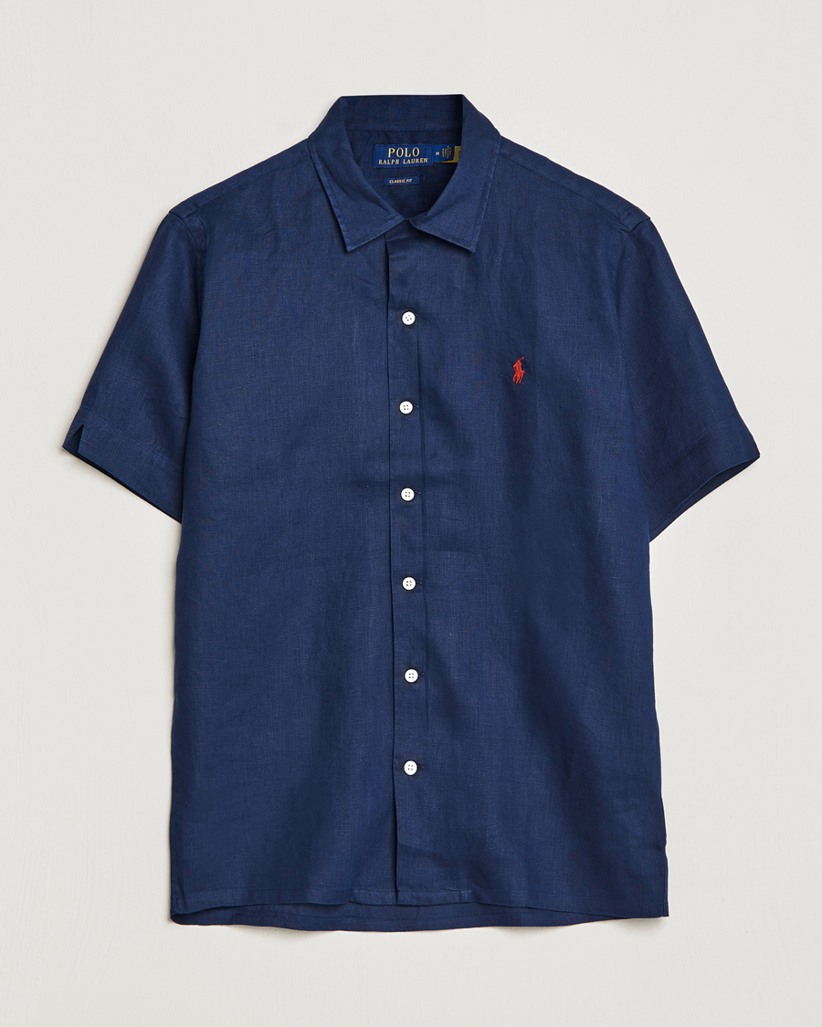 Mies | Kauluspaidat | Polo Ralph Lauren | Linen Camp Collar Short Sleeve Shirt Newport Navy