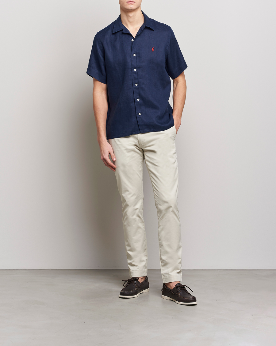 Mies | Kauluspaidat | Polo Ralph Lauren | Linen Camp Collar Short Sleeve Shirt Newport Navy