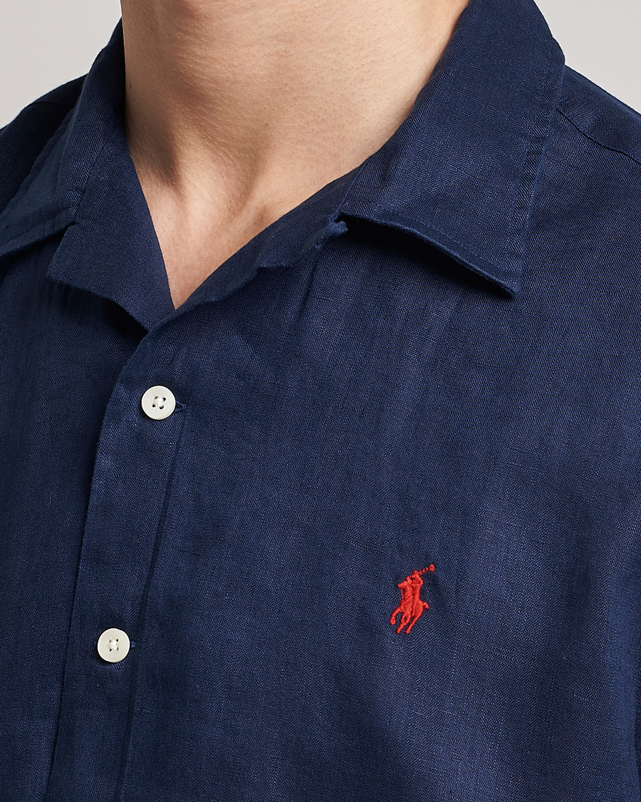 Mies | Kauluspaidat | Polo Ralph Lauren | Linen Camp Collar Short Sleeve Shirt Newport Navy