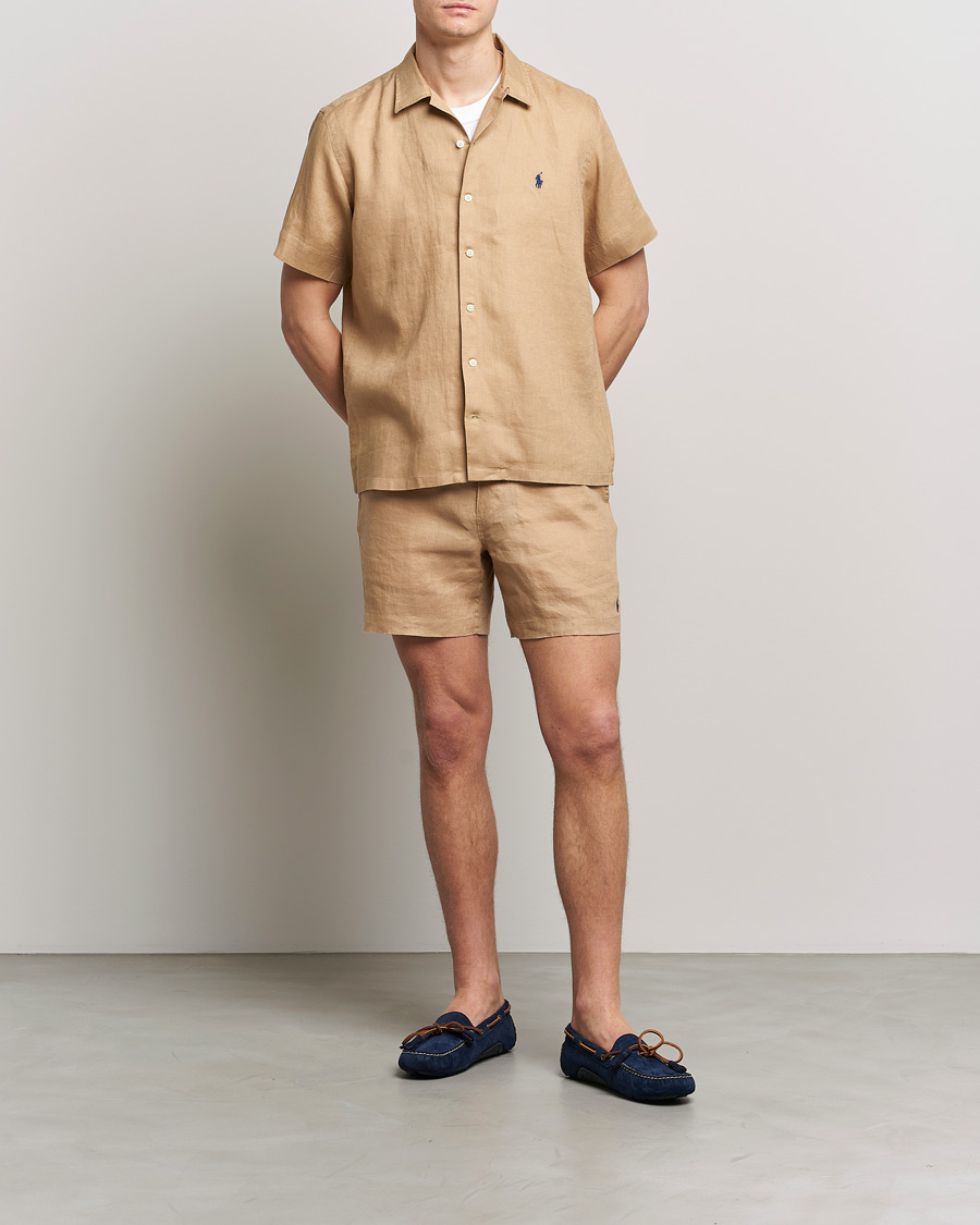 Mies | Kauluspaidat | Polo Ralph Lauren | Linen Camp Collar Short Sleeve Shirt Vintage Khaki