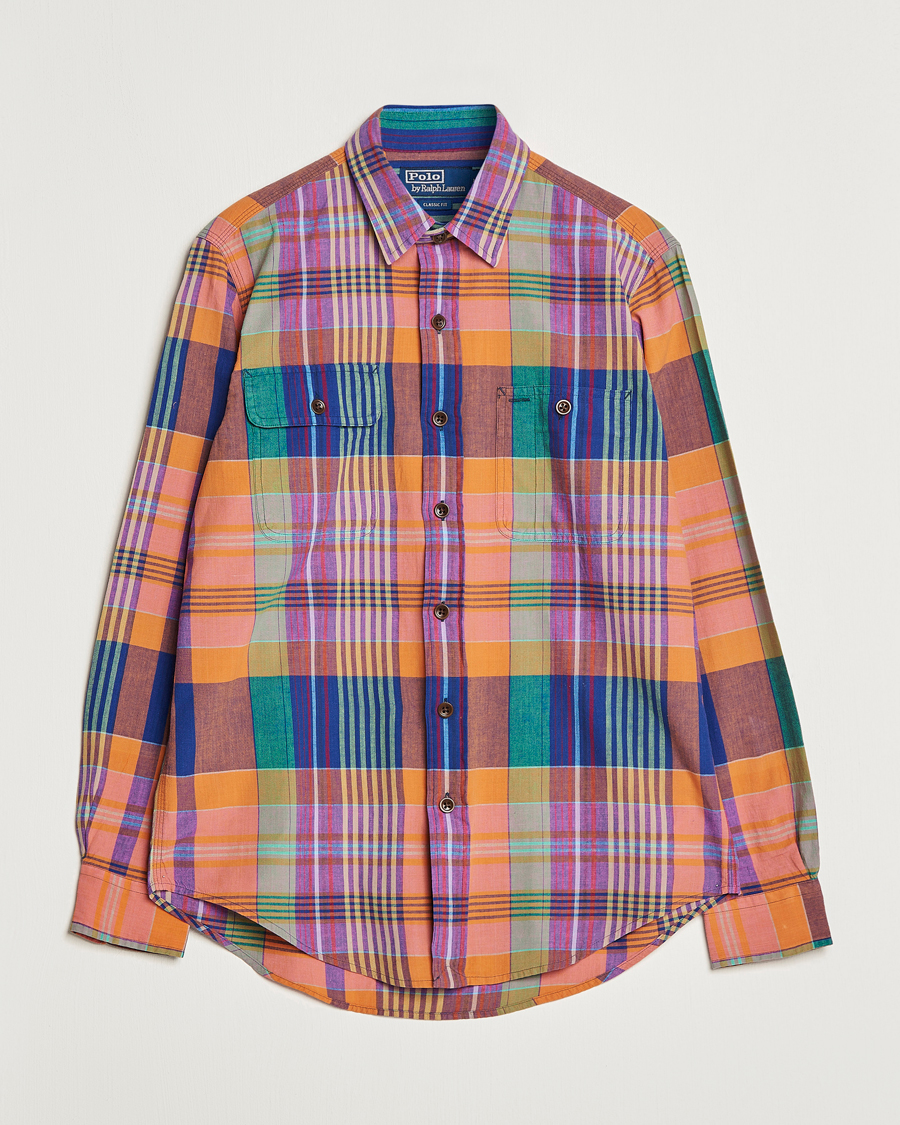 Mies | Kauluspaidat | Polo Ralph Lauren | Madras Checked Shirt Orange/Purple