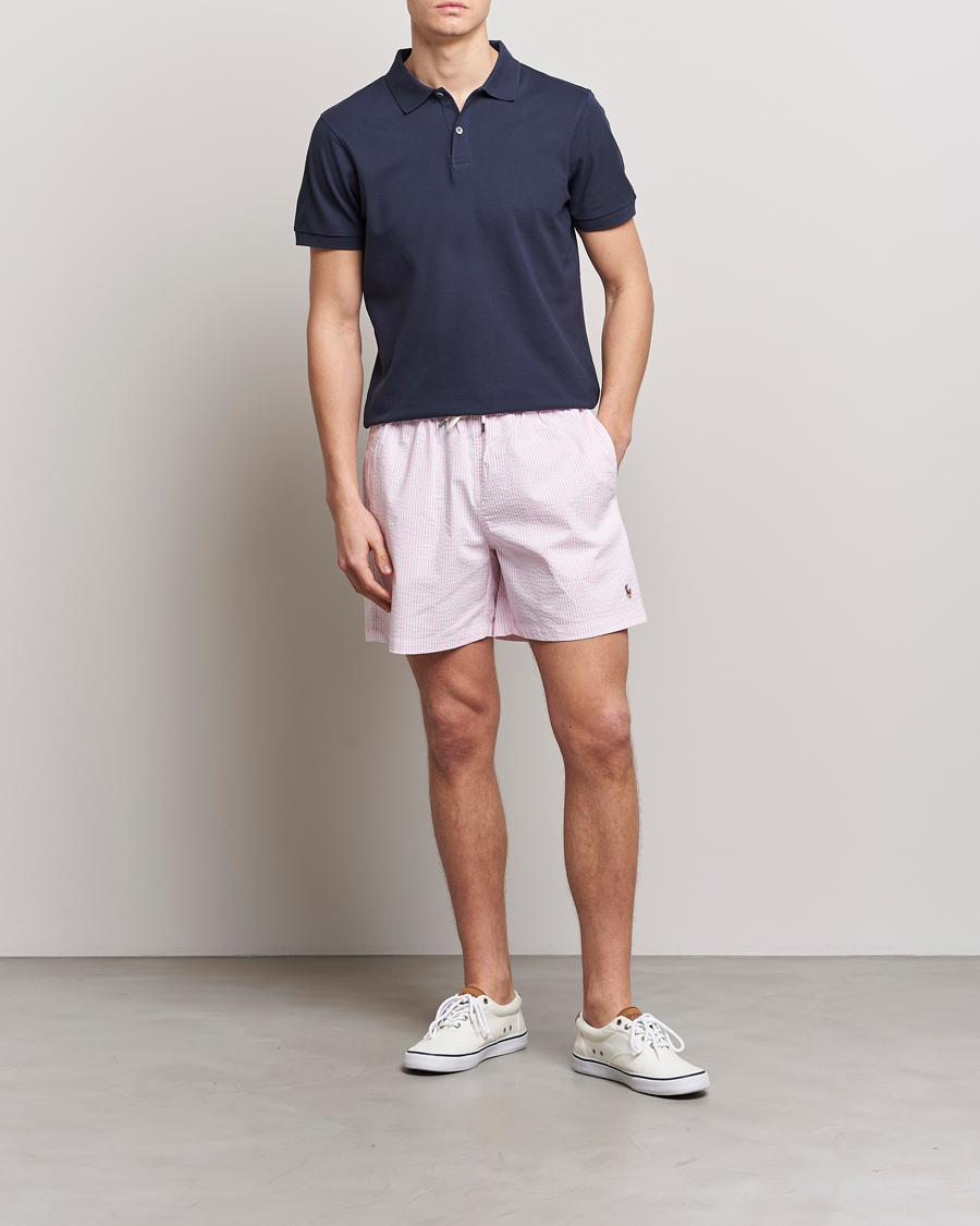 Mies | Uimahousut | Polo Ralph Lauren | Recyceled Traveler Boxer Seersucker Swimshorts Pink/White