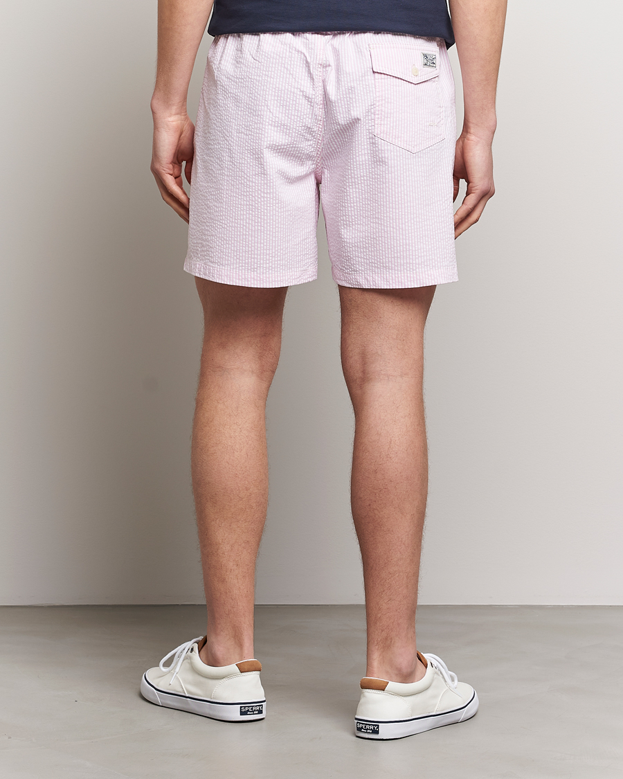 Mies | Uimahousut | Polo Ralph Lauren | Recyceled Traveler Boxer Seersucker Swimshorts Pink/White