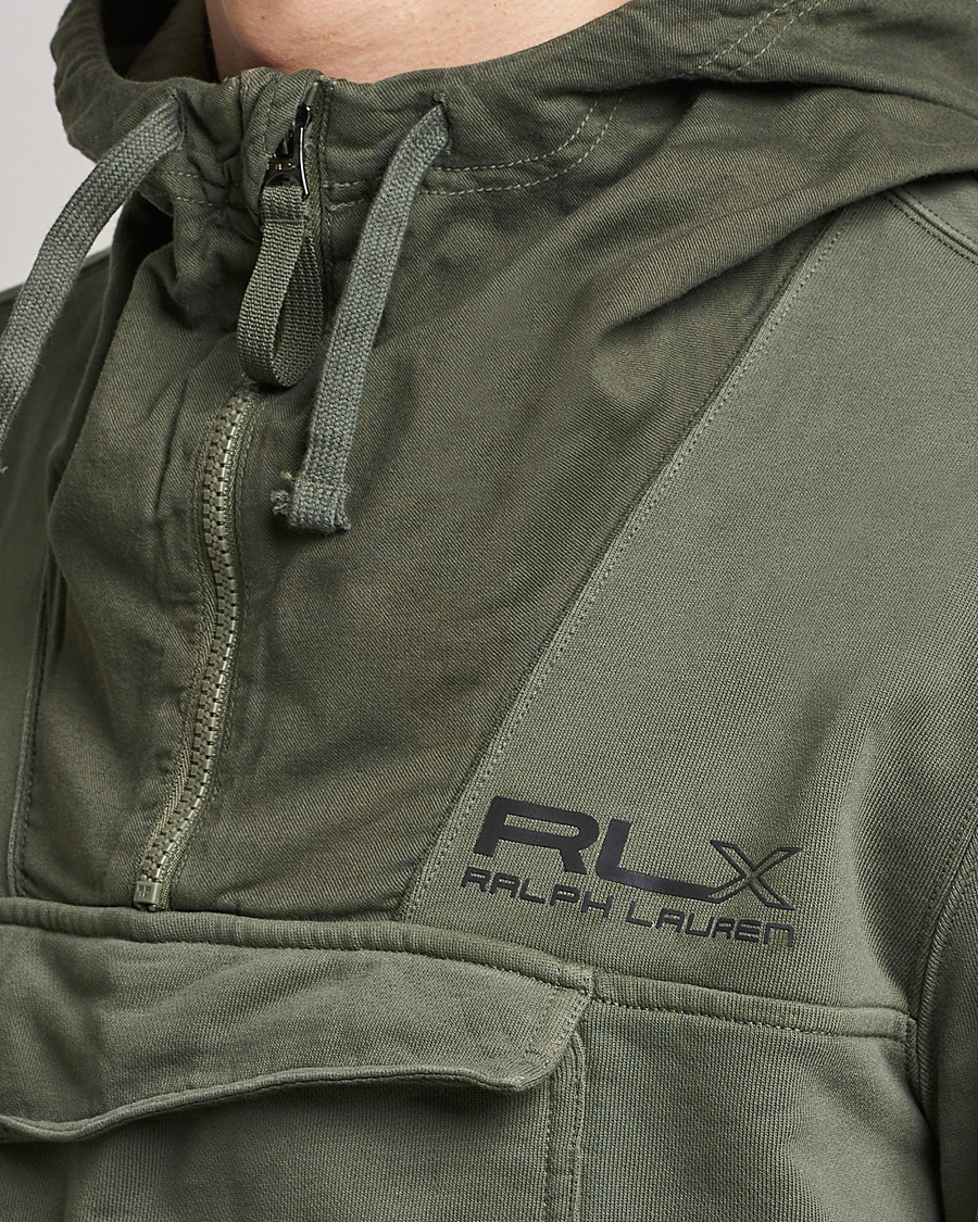Mies | Puserot | RLX Ralph Lauren | Terry Back Fleece Half Zip Hoodie Fossil Green