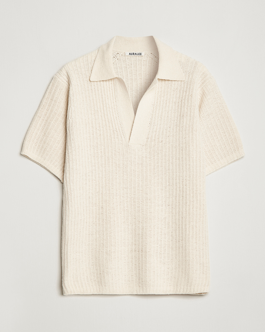 Mies | Pikeet | Auralee | Wool Rib Knit Skipper Polo Ecru