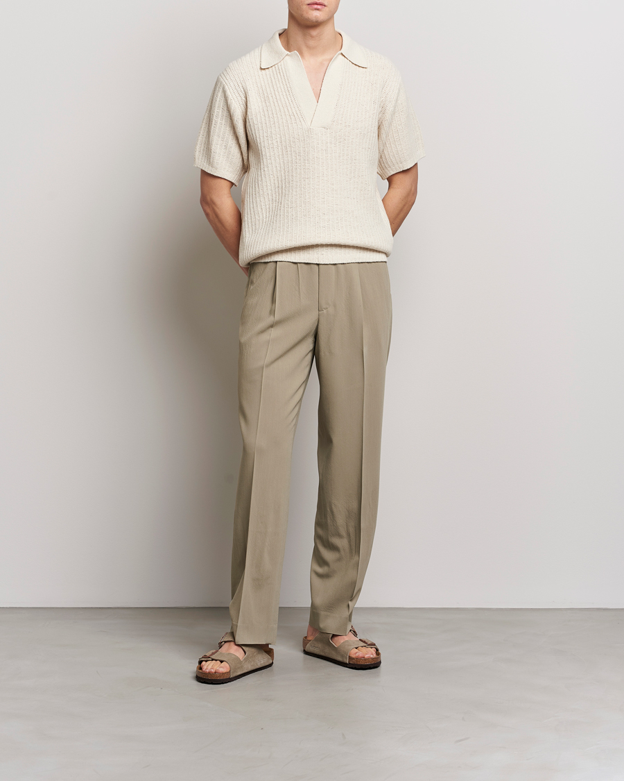 Mies | Pikeet | Auralee | Wool Rib Knit Skipper Polo Ecru