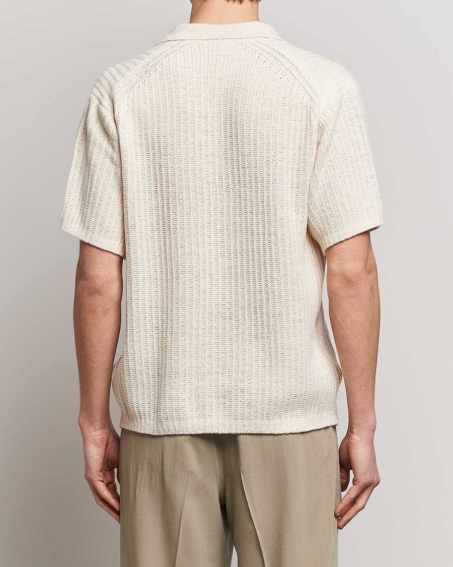 Mies | Pikeet | Auralee | Wool Rib Knit Skipper Polo Ecru