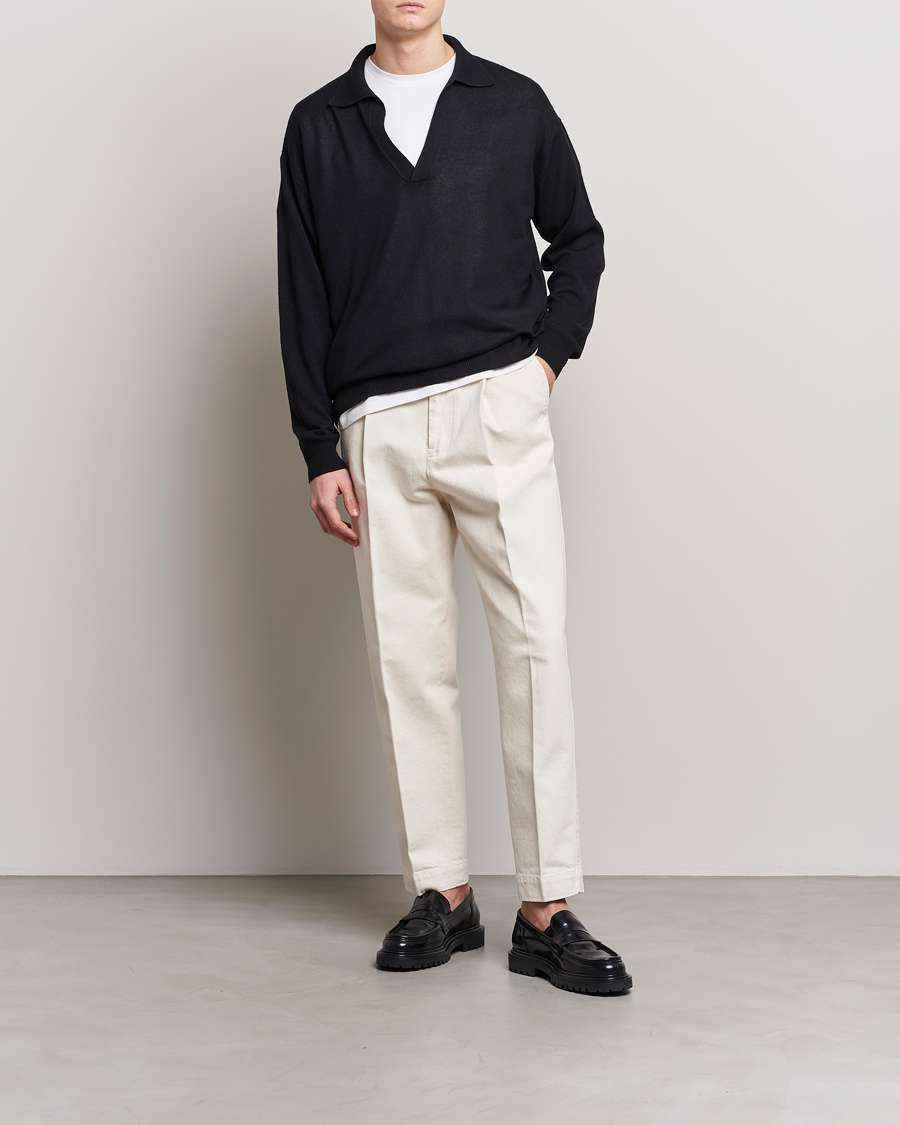 Mies | Puserot | Auralee | Cashmere/Silk Skipper Polo Black