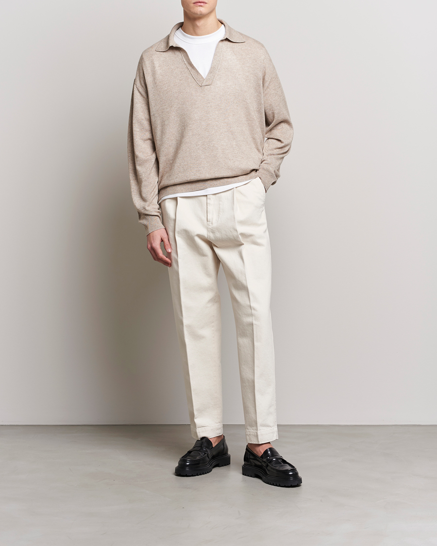 Mies | Puserot | Auralee | Cashmere/Silk Skipper Polo Beige
