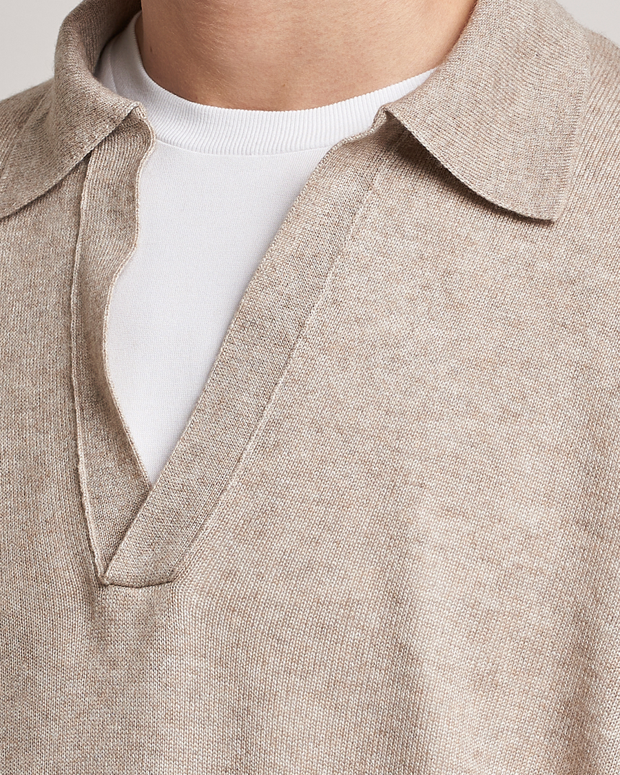Mies | Puserot | Auralee | Cashmere/Silk Skipper Polo Beige