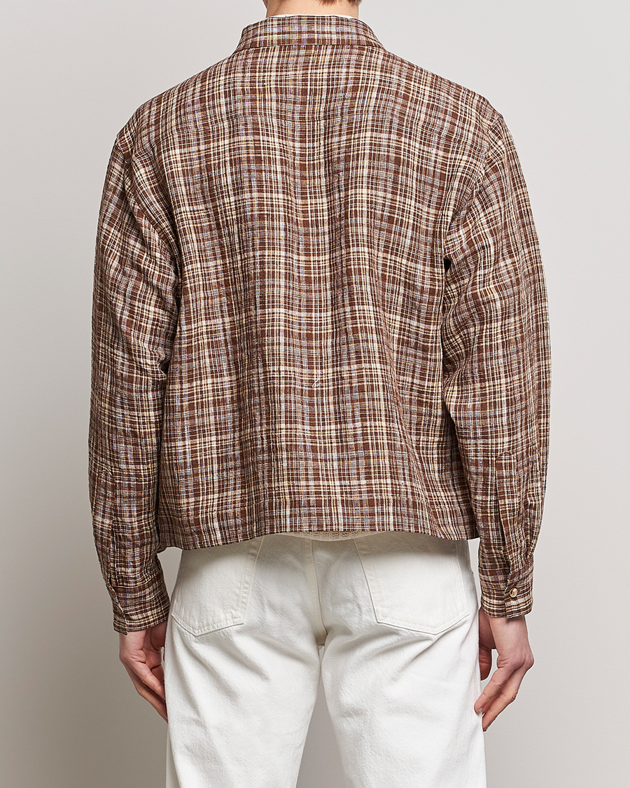 Mies | Takit | Auralee | Linen/Silk Zip Blouson Brown Check