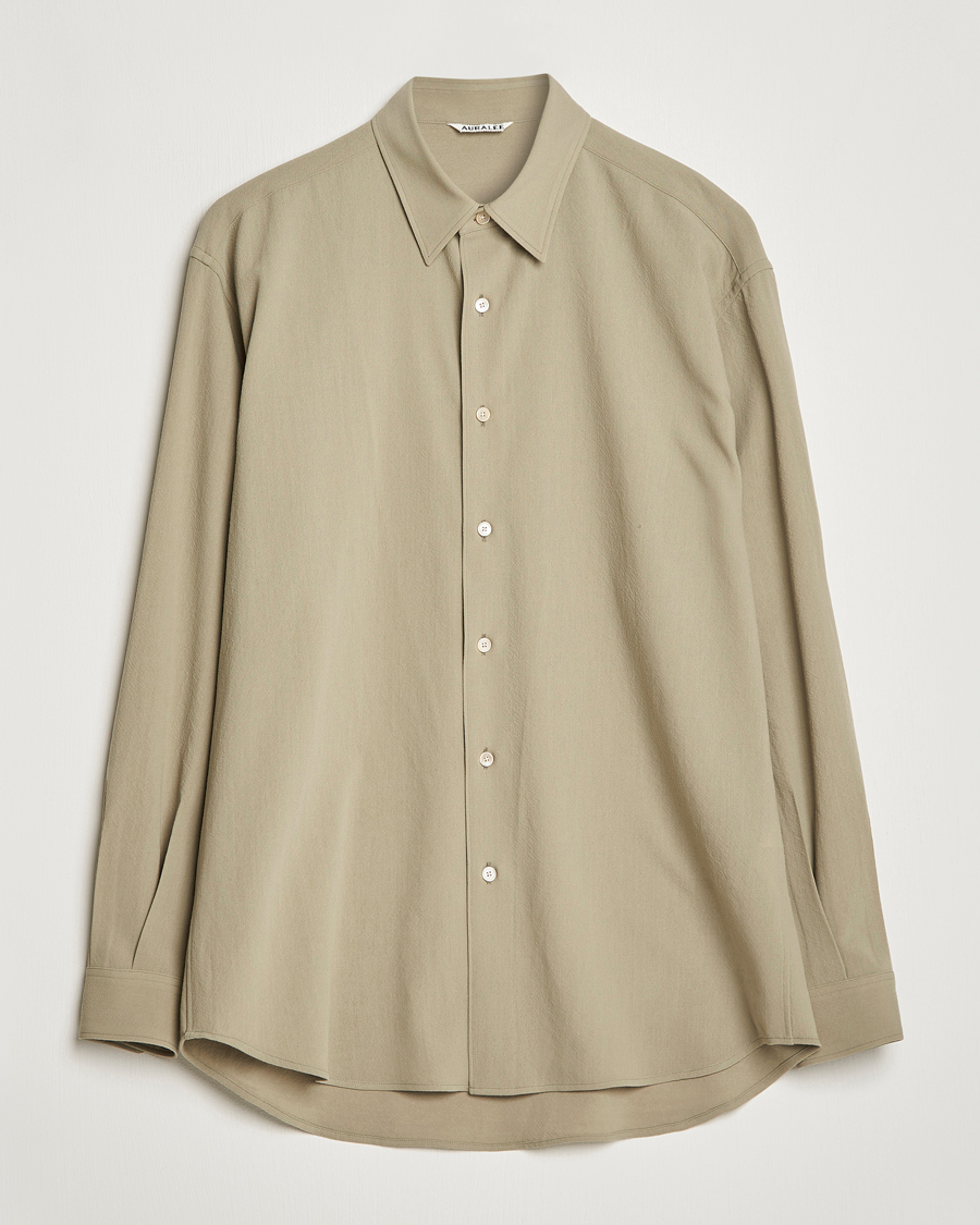 Mies | Kauluspaidat | Auralee | Viyella Wool Shirt Light Khaki